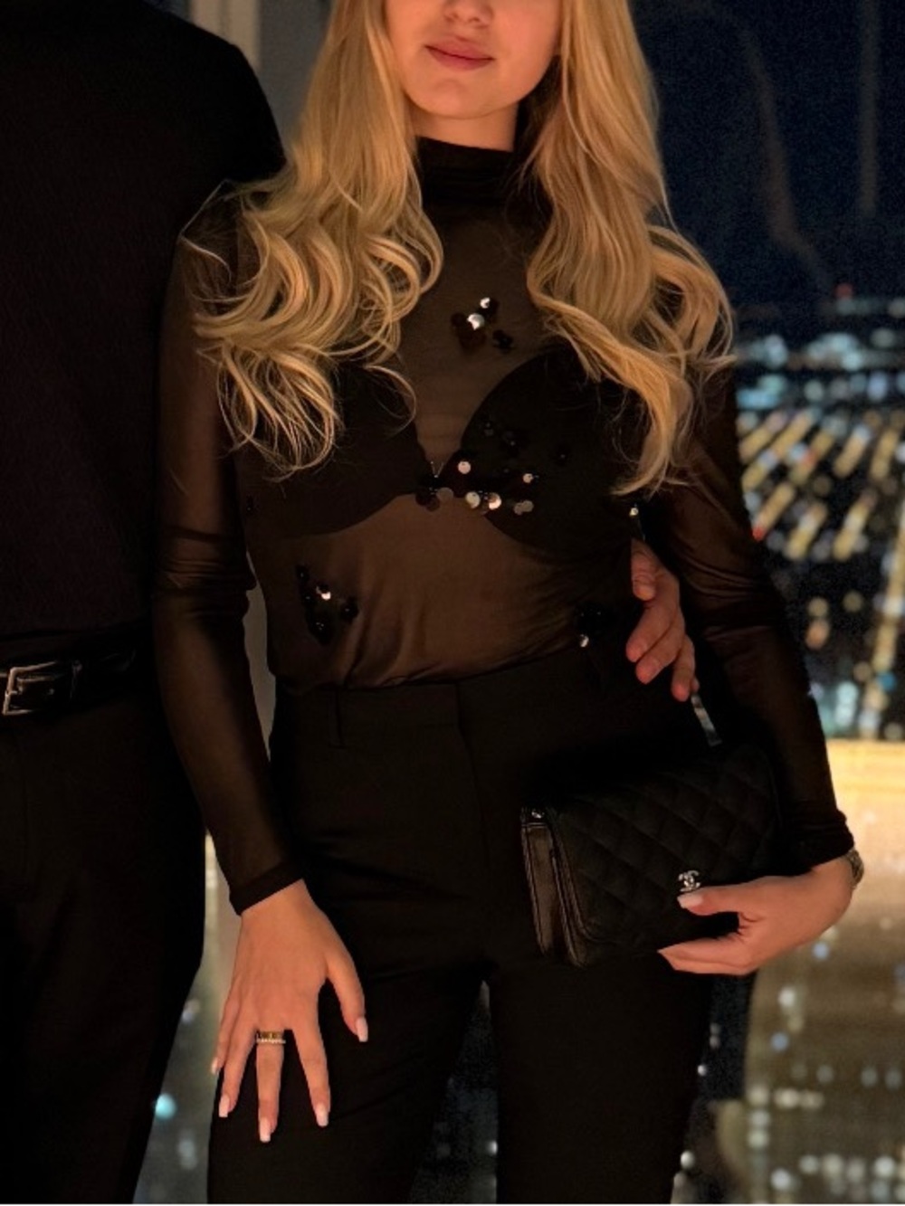 Black Sheer Long-Sleeve